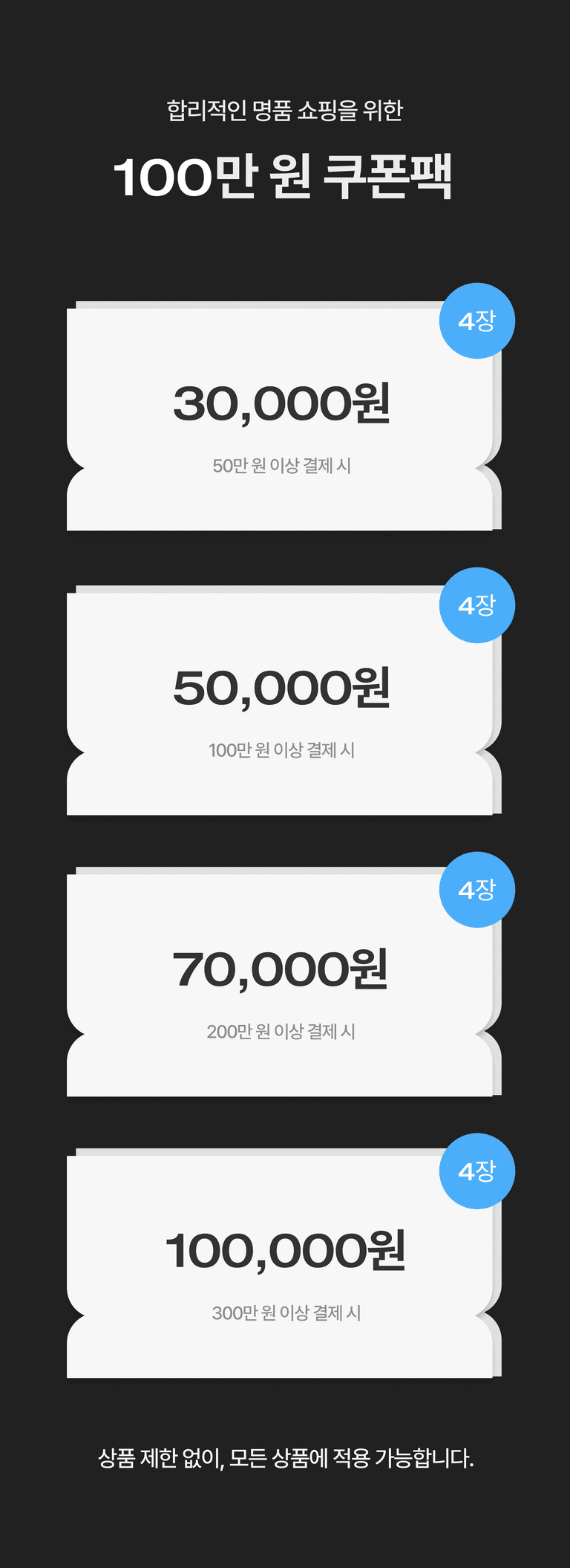 합리적인 명품 쇼핑을 위한 100만 원 쿠폰팩