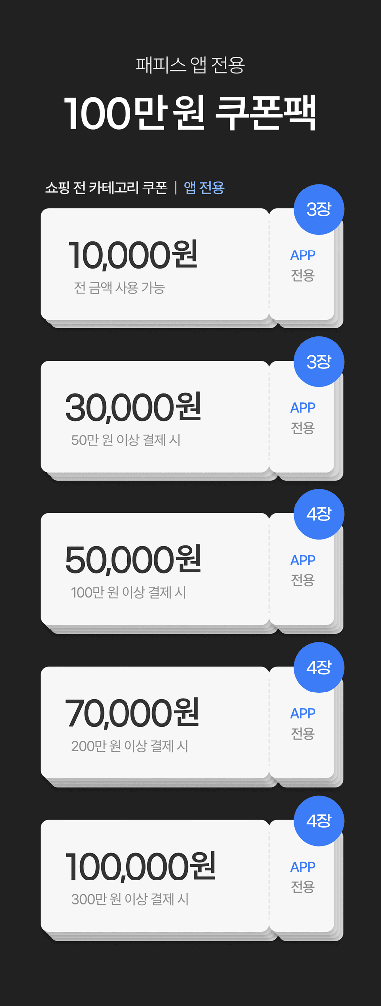 합리적인 명품 쇼핑을 위한 100만 원 쿠폰팩